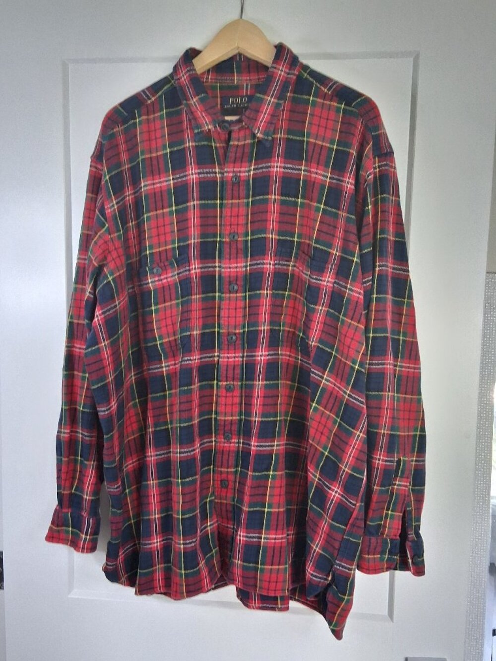 Polo Ralph Lauren Mens 2XB Big Red Tartan Plaid Button Down Cotton Twill Shirt